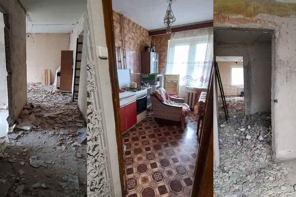 Коллаж квартира при покупке и сейчас